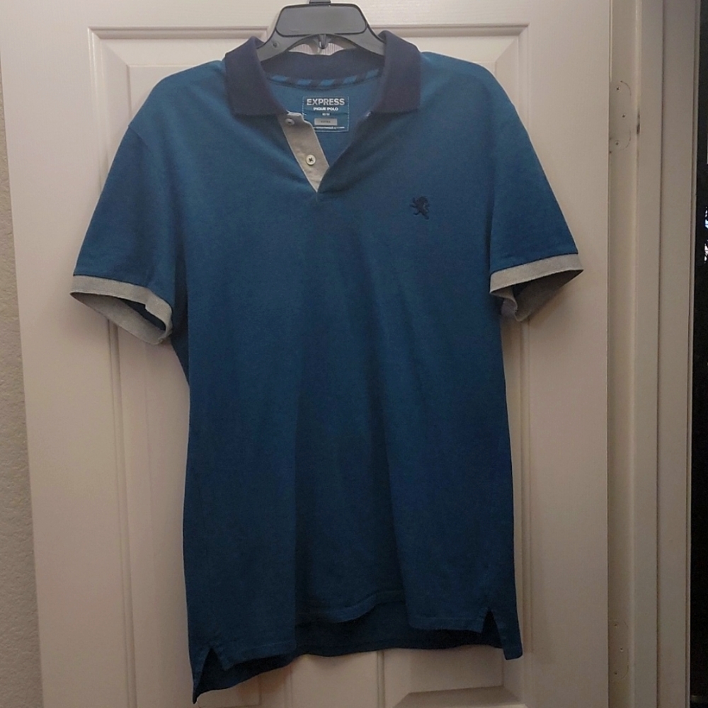 🔵 Mens Express Teal Polo - Fitted Size M